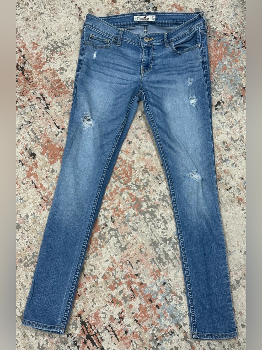 Hollister Medium Blue Distressed Skinny Jeans